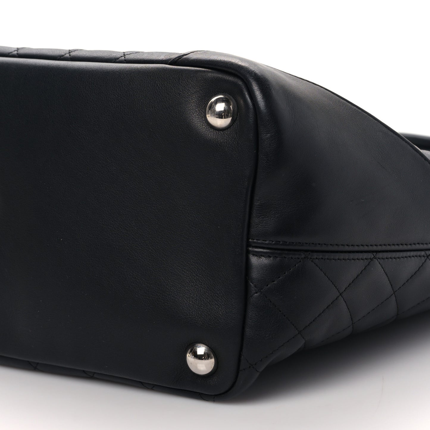 Calfskin Quilted Large Cambon Tote Black