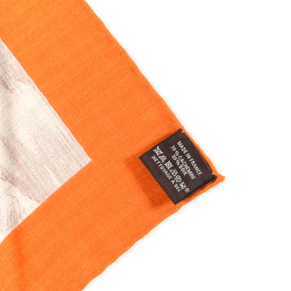 Hermes Cashmere Silk La Cite Cavaliere Shawl 140 Orange Naturel Brun 3 of 3