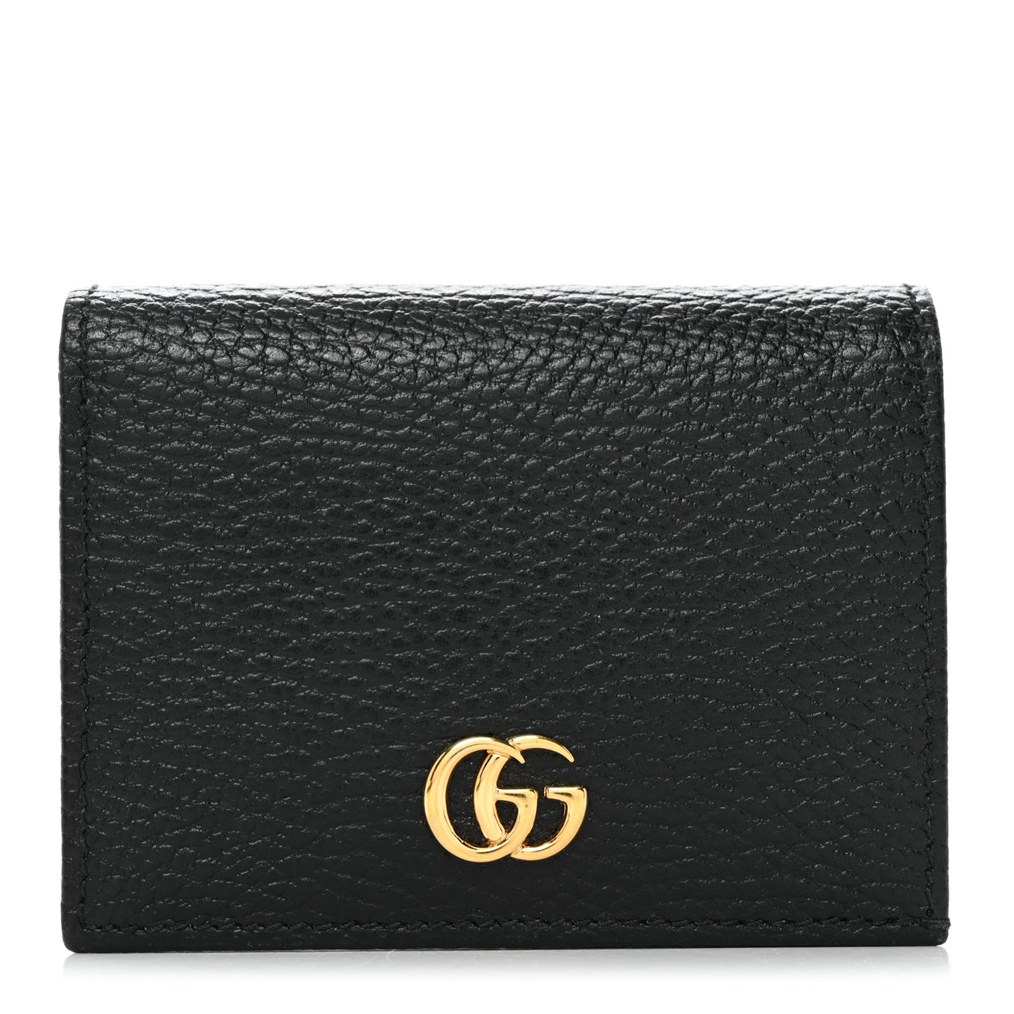 Pebbled Calfskin GG Marmont Card Case Black