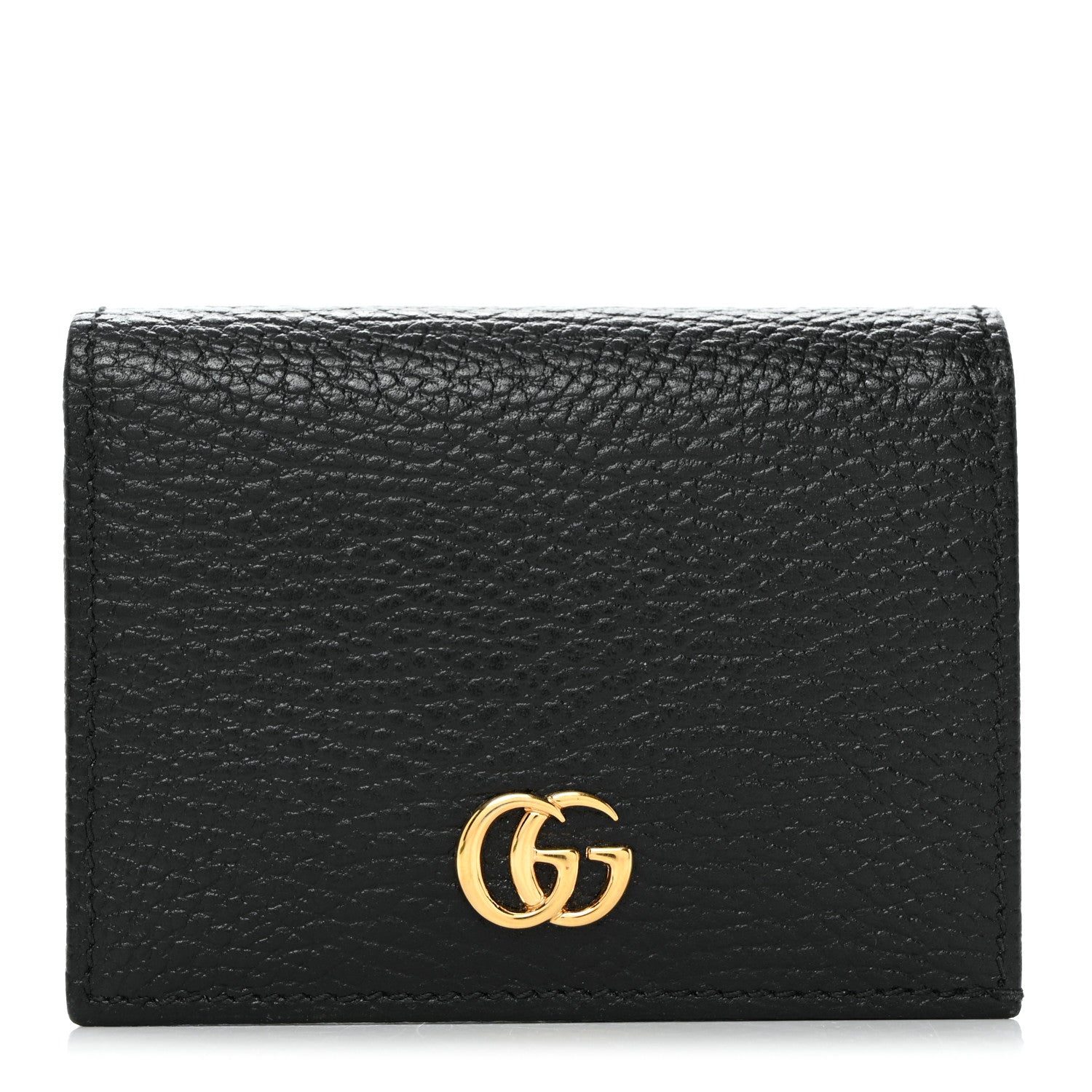 Gucci Pebbled Calfskin GG Marmont Card Case Black 1 of 8