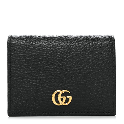 Gucci Pebbled Calfskin GG Marmont Card Case Black 1 of 8