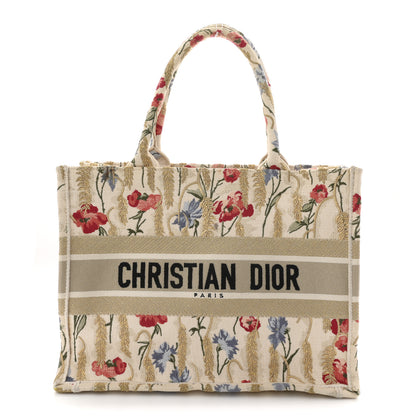 Christian Dior Canvas Embroidered Medium Hibiscus Book Tote Beige Multicolor 1 of 10