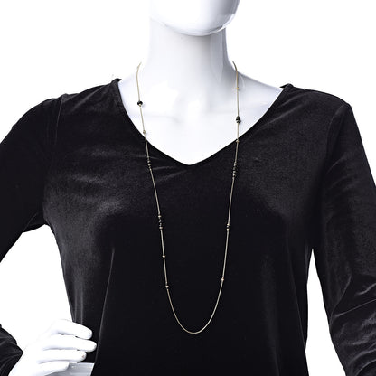 David Yurman 18K Yellow Gold Black Onyx Rio Rondelle Long Station Necklace 2 of 8