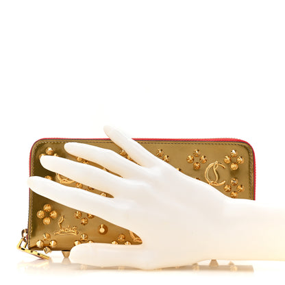 Christian Louboutin Metallic Panettone Spiked Studded Zip Around Wallet Gold 2 of 14