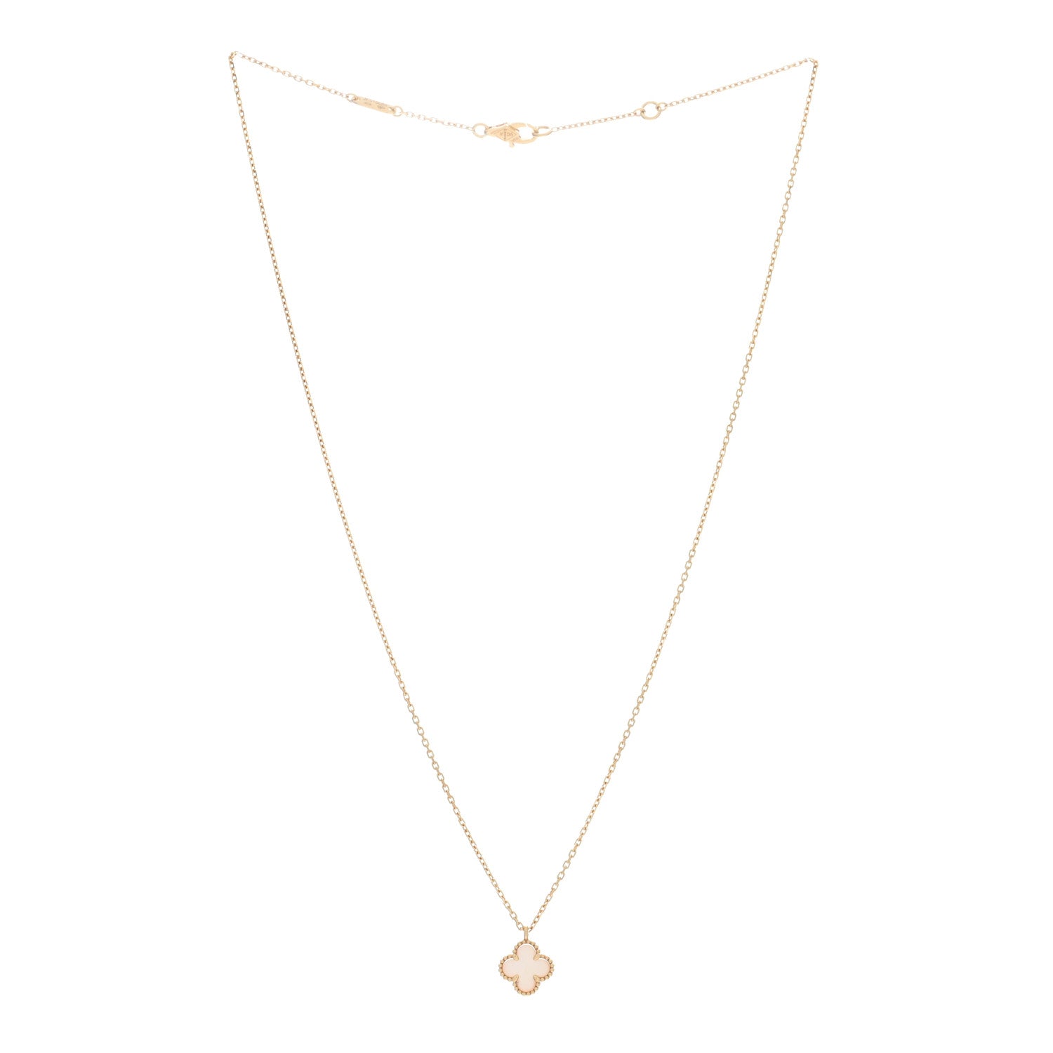 Van Cleef & Arpels 18K Yellow Gold Mother of Pearl Sweet Alhambra Pendant Necklace 3 of 4
