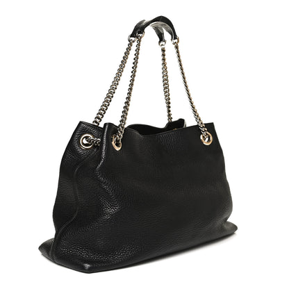 Gucci Pebbled Calfskin Medium Soho Chain Shoulder Bag Black 3 of 11