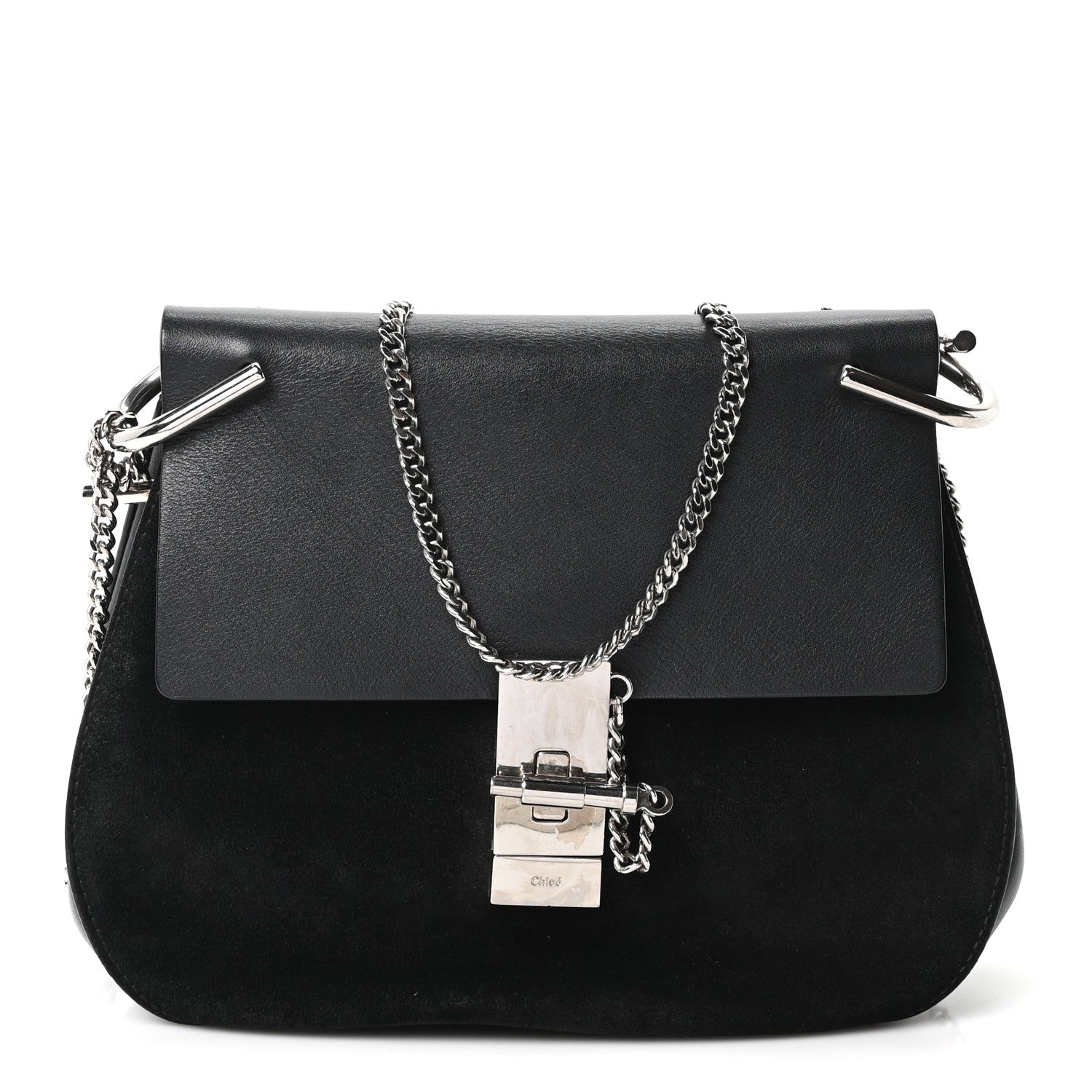 Chloe Suede Smooth Calfskin Drew Shoulder Bag Black 1 of 10