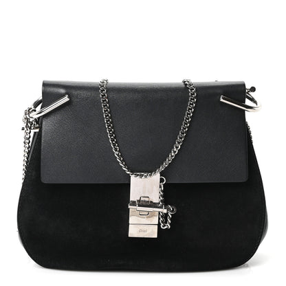 Chloe Suede Smooth Calfskin Drew Shoulder Bag Black 1 of 10