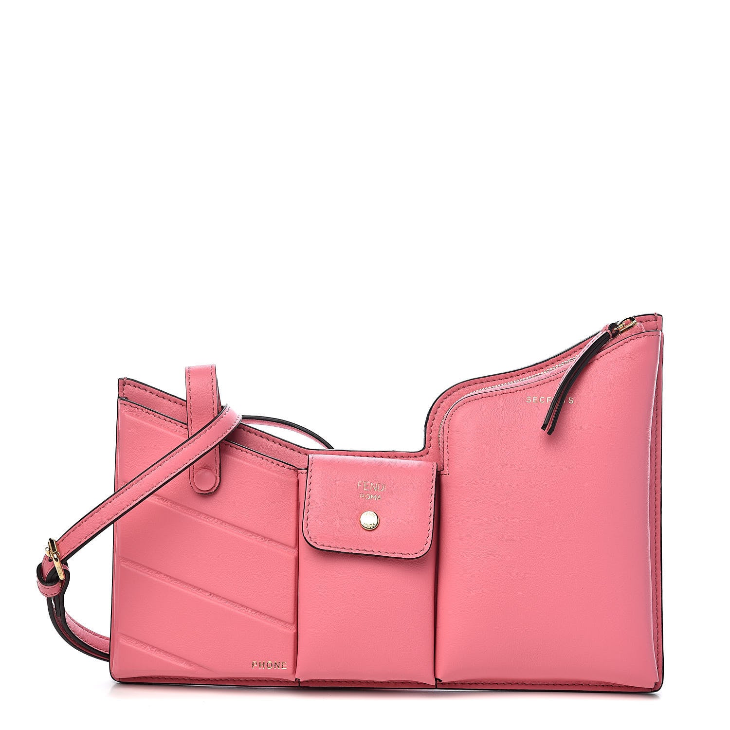 Fendi Vitello Grace Matte 3 Pocket Mini Crossbody Bag Pink 1 of 14