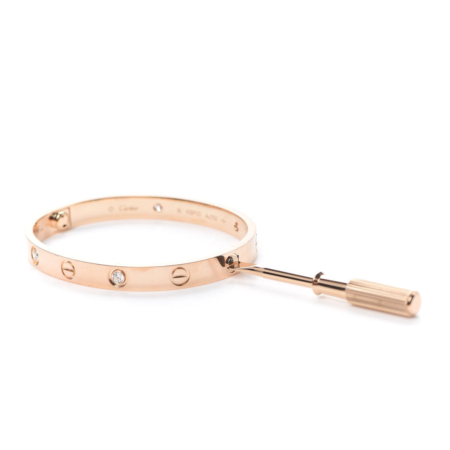 Cartier 18K Pink Gold 4 Diamond LOVE Bracelet 16 5 of 6