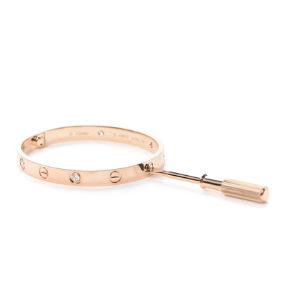 Cartier 18K Pink Gold 4 Diamond LOVE Bracelet 16 5 of 6