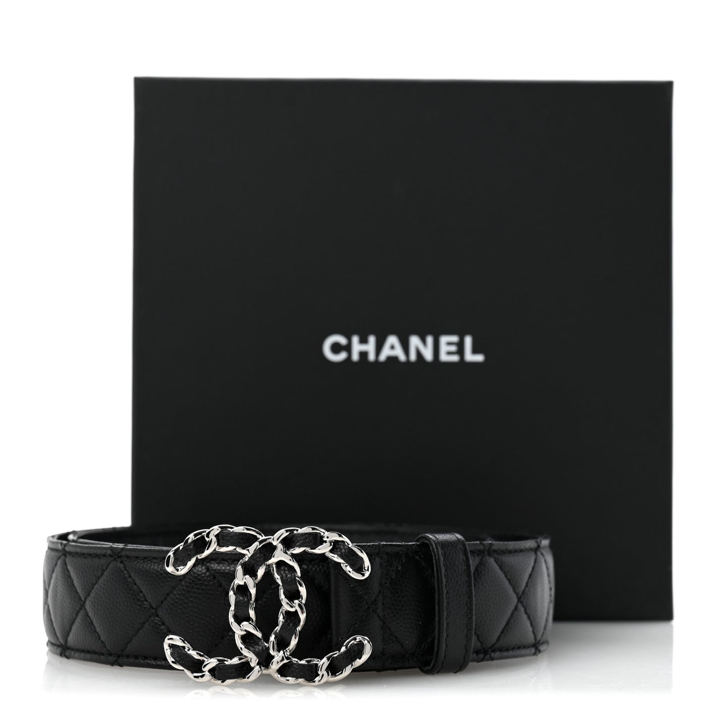 Caviar Quilted CC Chain Belt 80 32 Black