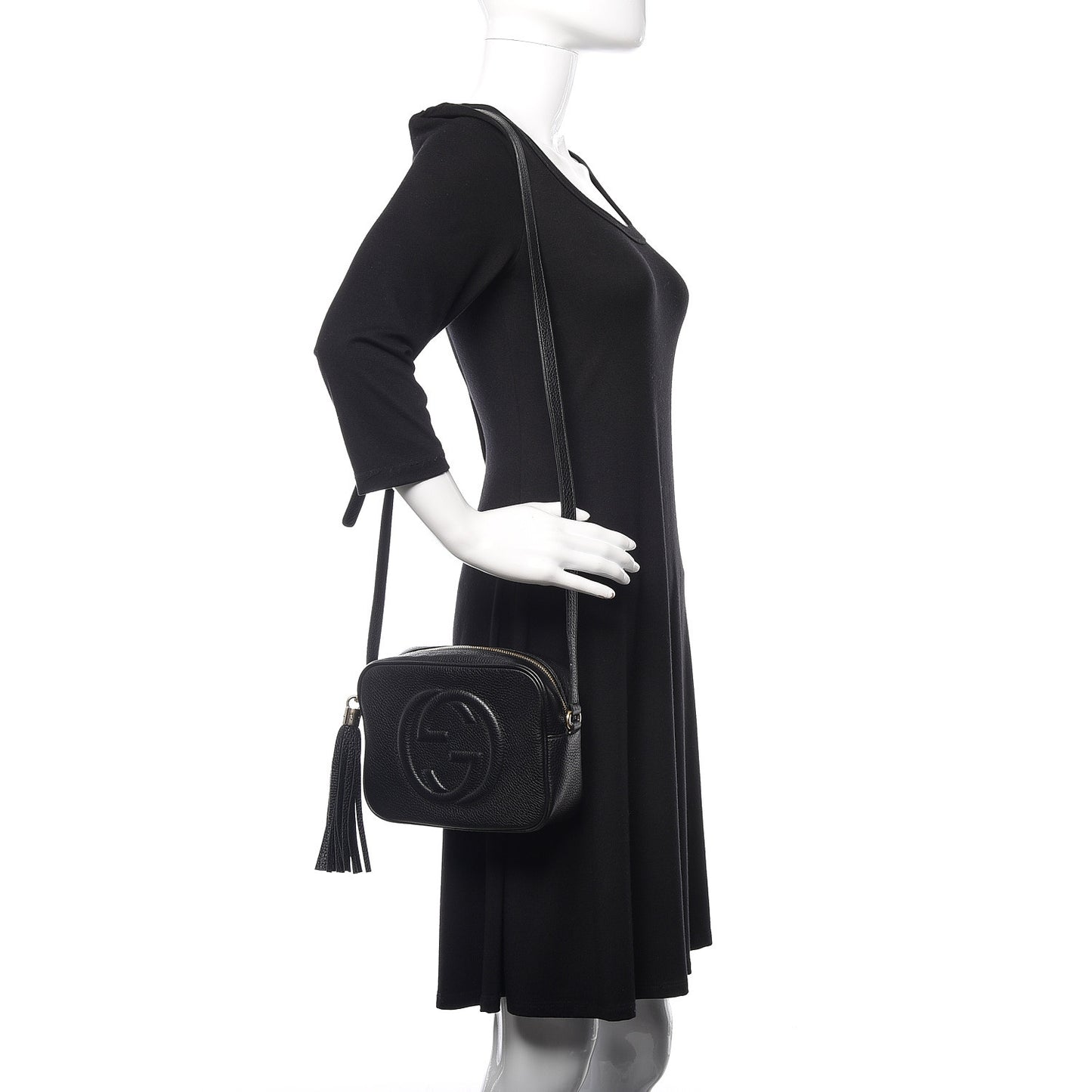 Pebbled Calfskin Small Soho Disco Bag Black