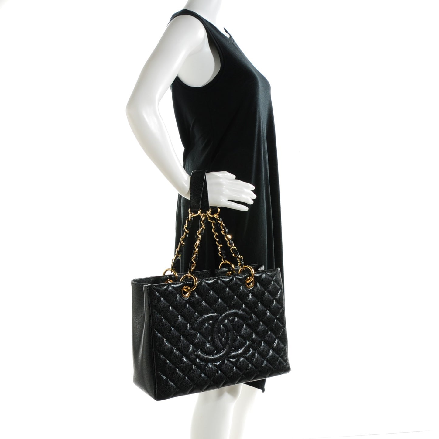 Caviar Quilted Grand Shopping Tote GST Black