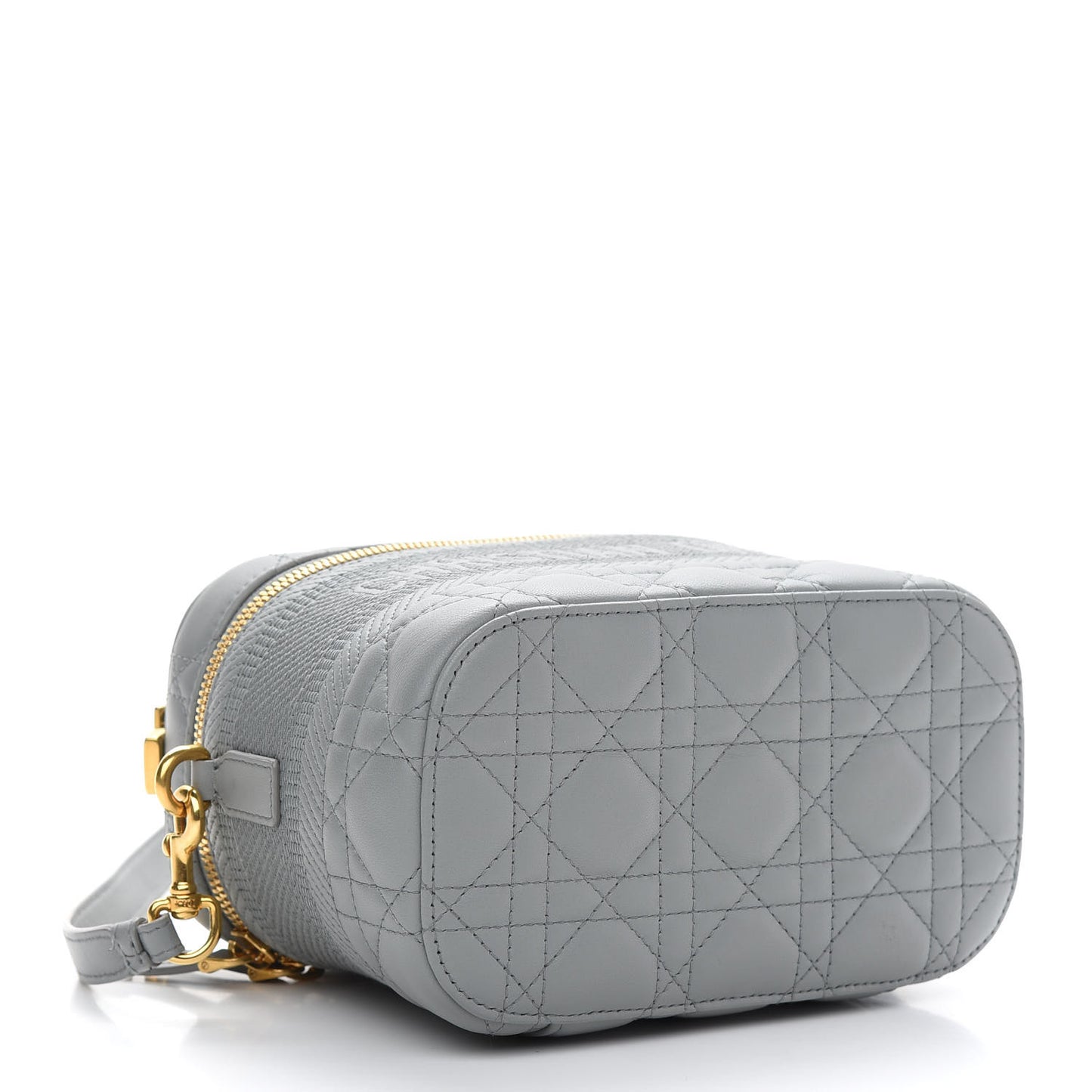 Lambskin Cannage Small Diortravel Vanity Case Grey
