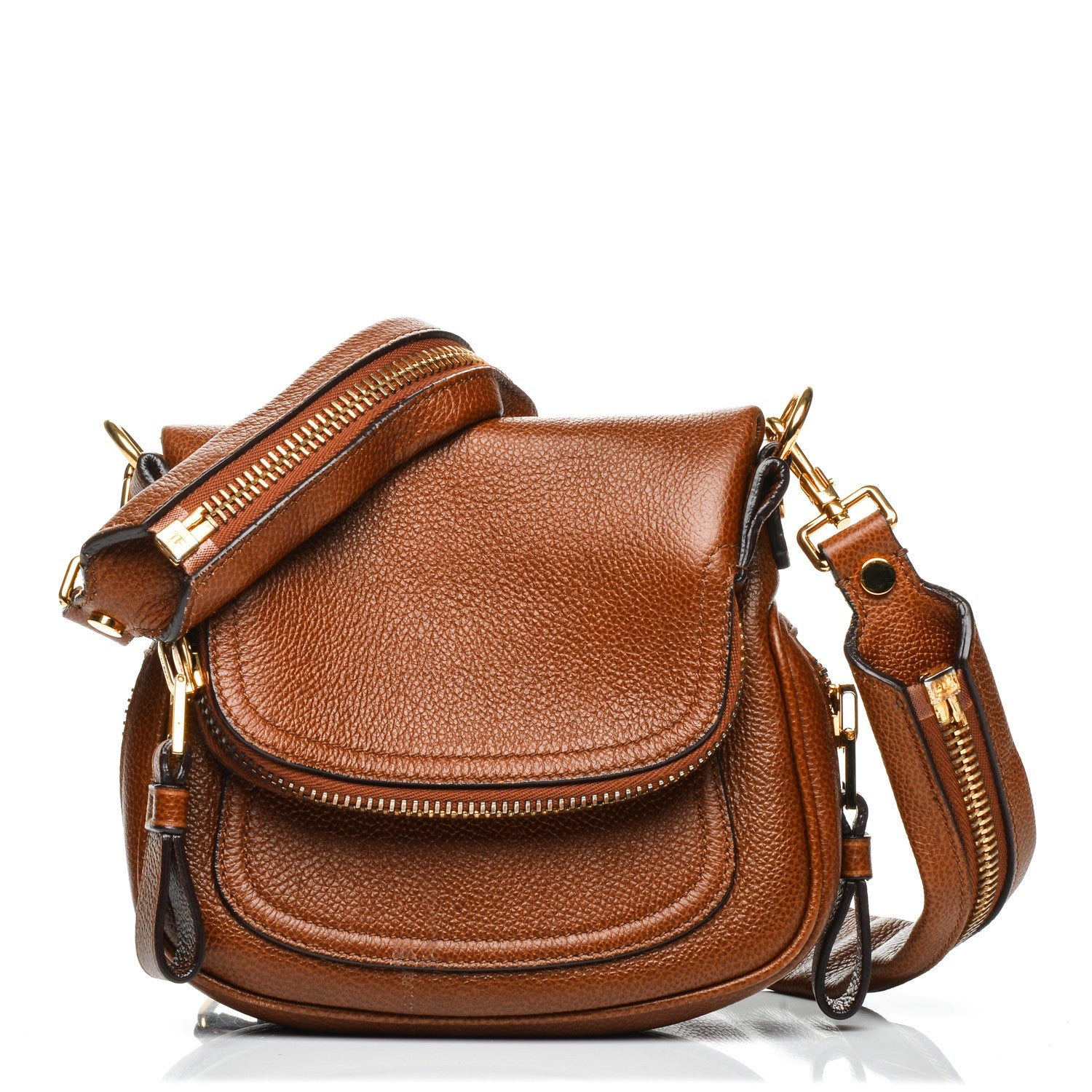 Tom Ford Pebbled Calfskin Mini Jennifer Crossbody Bag Caramel 1 of 8