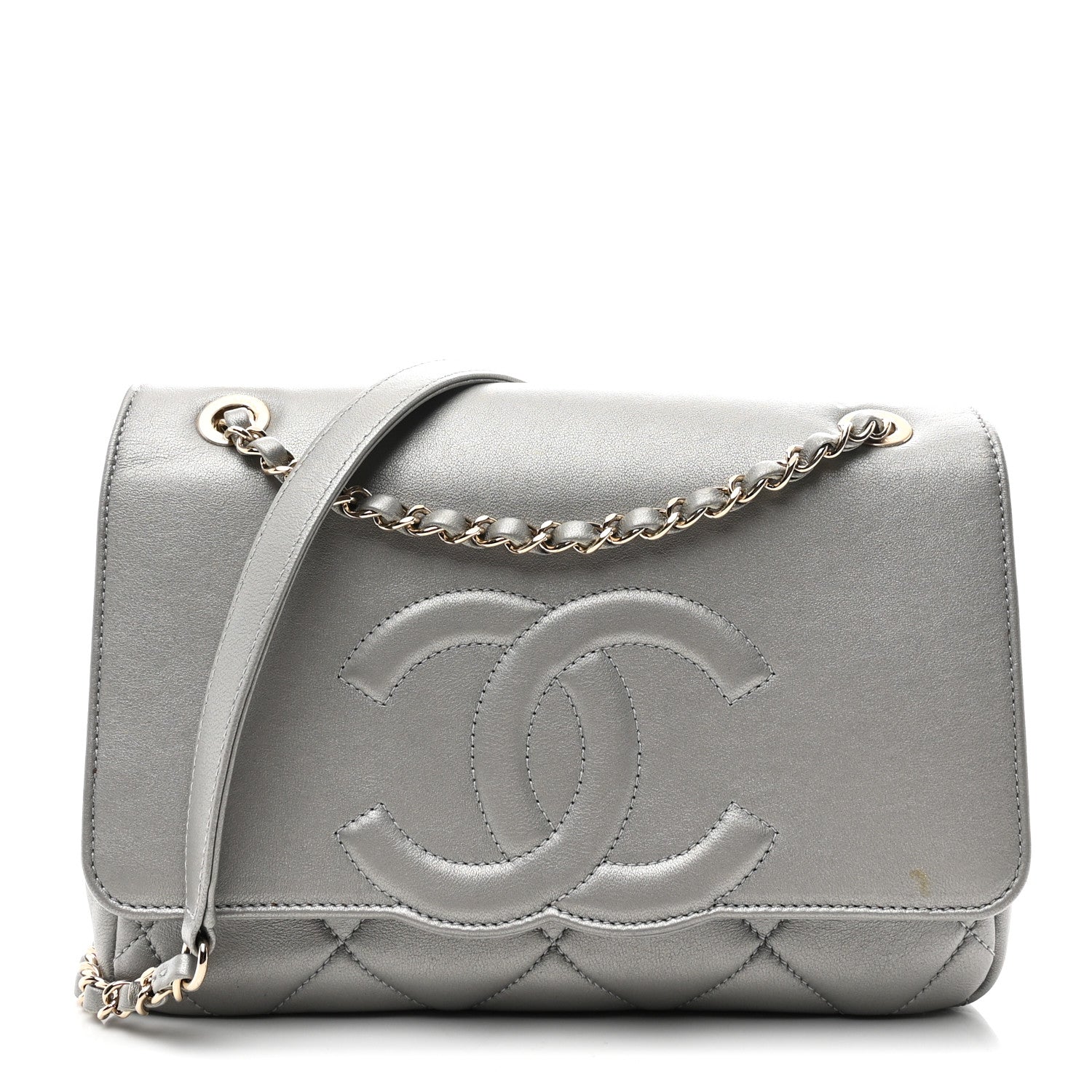 Chanel Metallic Goatskin Quilted Timeless CC Flap Silver 1852576