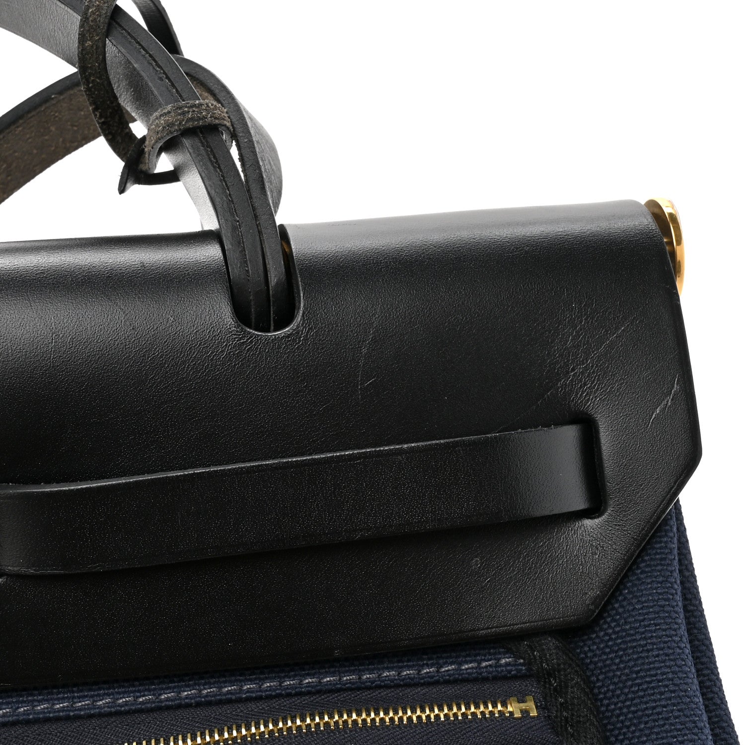 Hermes Military Toile Vache Hunter Herbag Zip Retourne 31 PM Bleu Marine Black 14 of 18