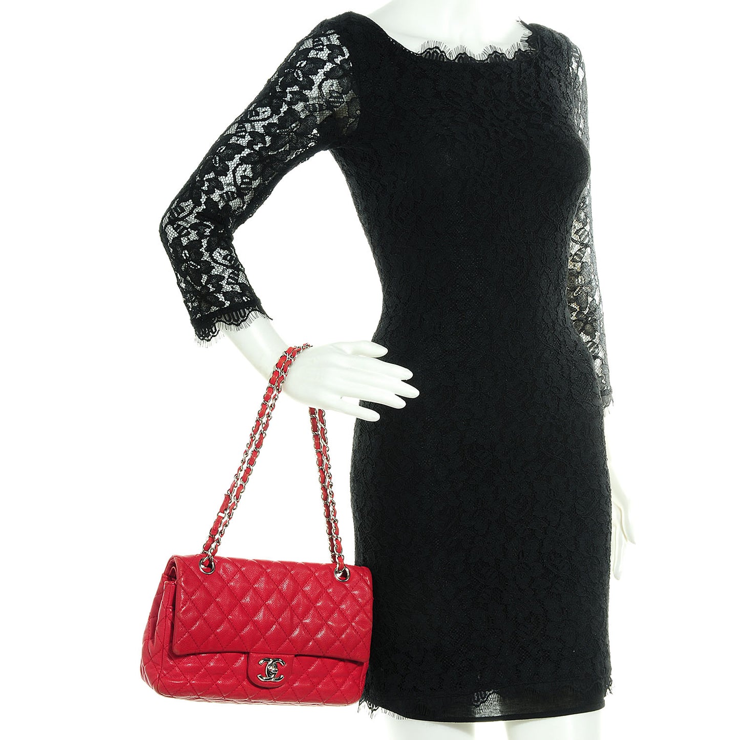 Soft Caviar Medium Double Flap Red
