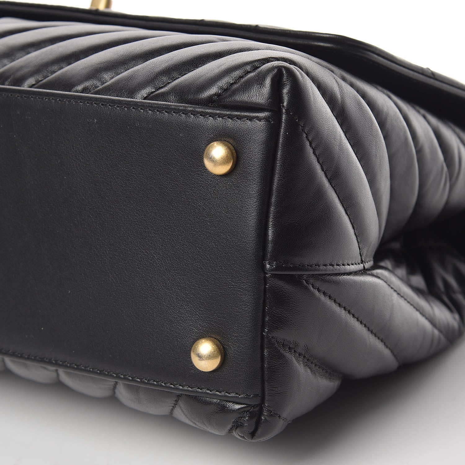 Chanel Calfskin Chevron Quilted Small Coco Handle Flap Black 9 of 12