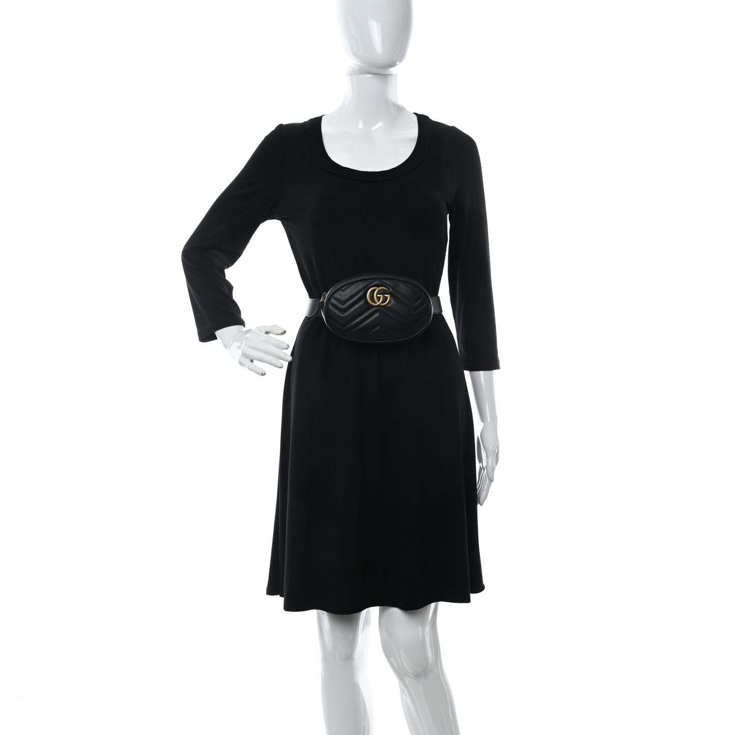 Calfskin Matelasse GG Marmont Belt Bag 85 34 Black