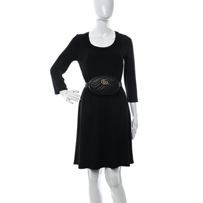 Gucci Calfskin Matelasse GG Marmont Belt Bag 85 34 Black 2 of 10