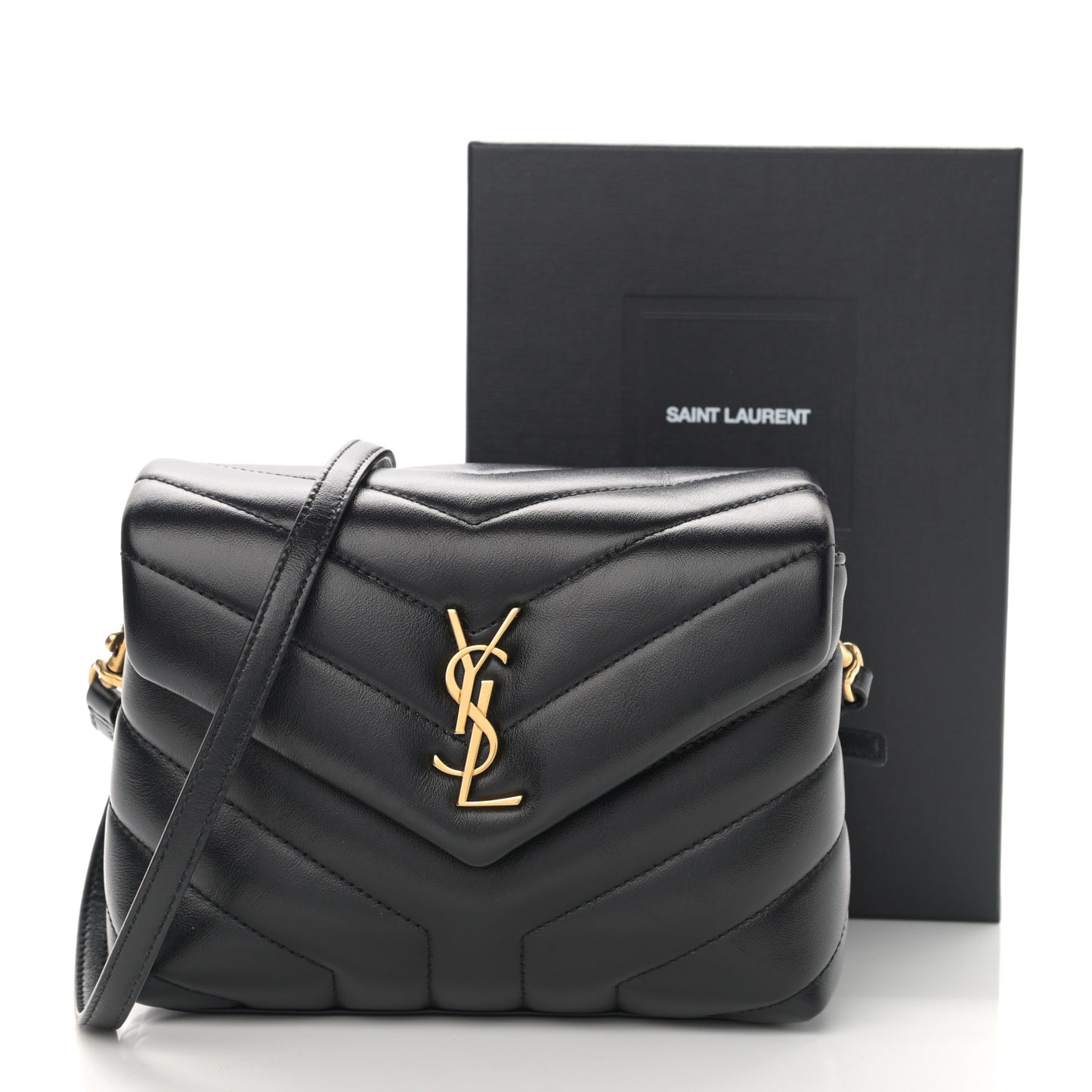 Calfskin Y Quilted Monogram Toy Loulou Crossbody Bag Black