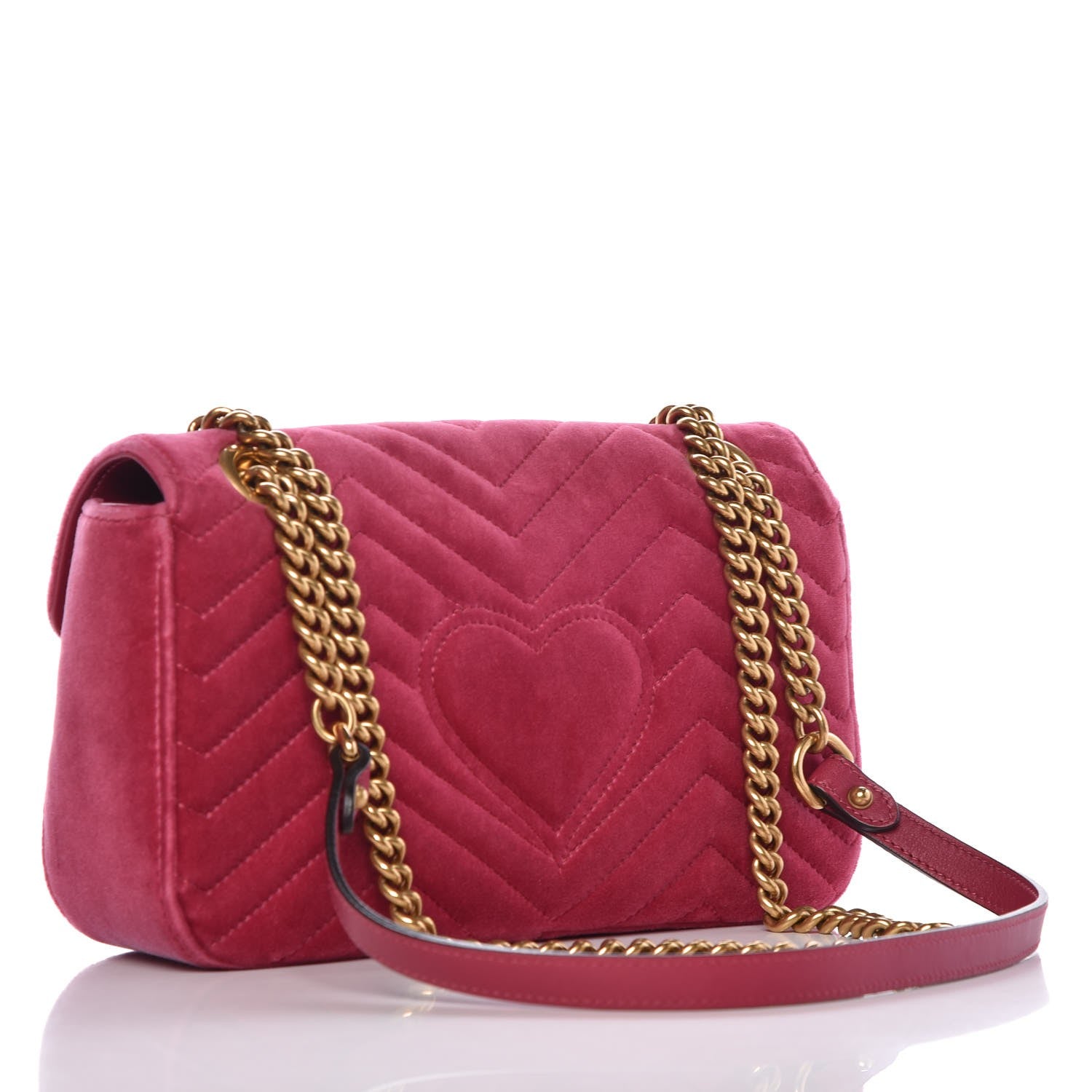 Gucci Velvet Matelasse Small GG Marmont Shoulder Bag Light Raspberry Rose 3 of 8