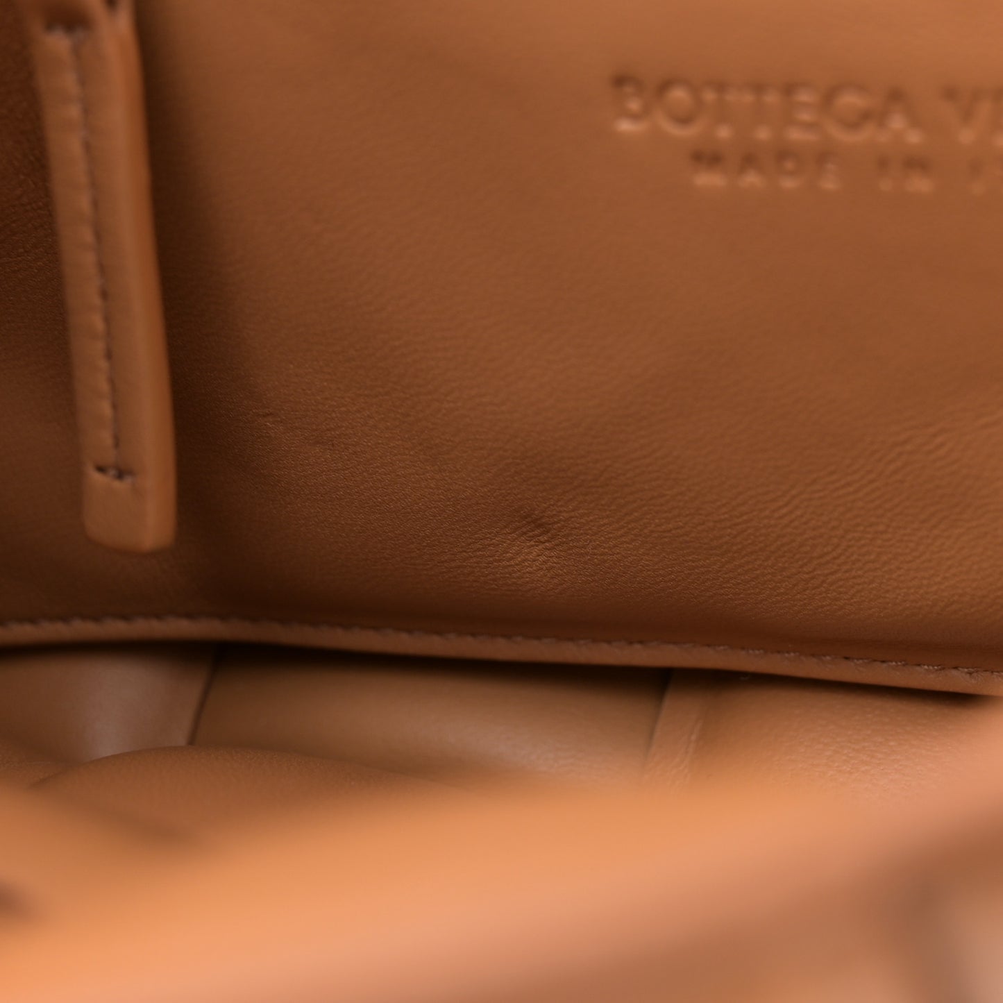 Nappa Maxi Intreccio Padded Cassette Crossbody Bag Caramel