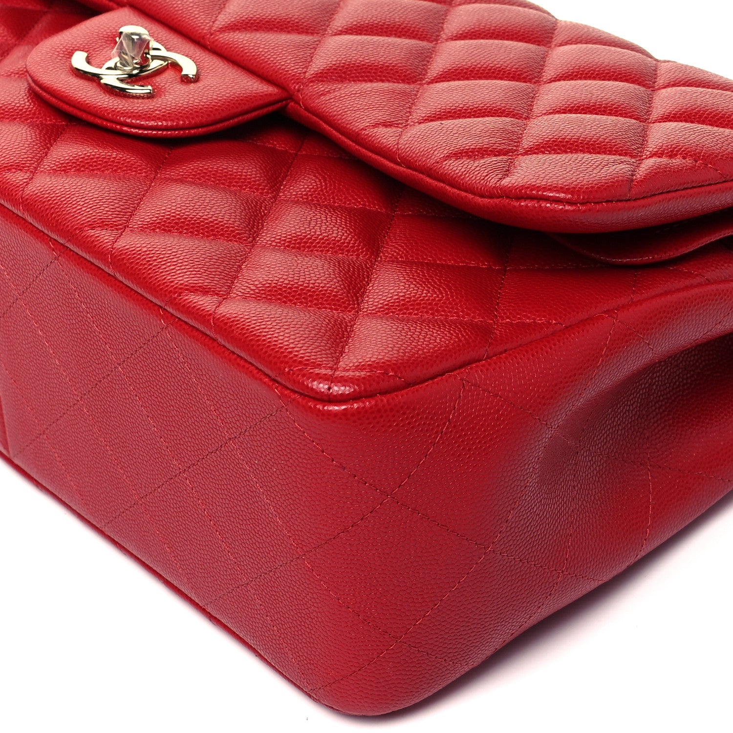 Chanel Caviar Quilted Jumbo Double Flap Red 9 of 10