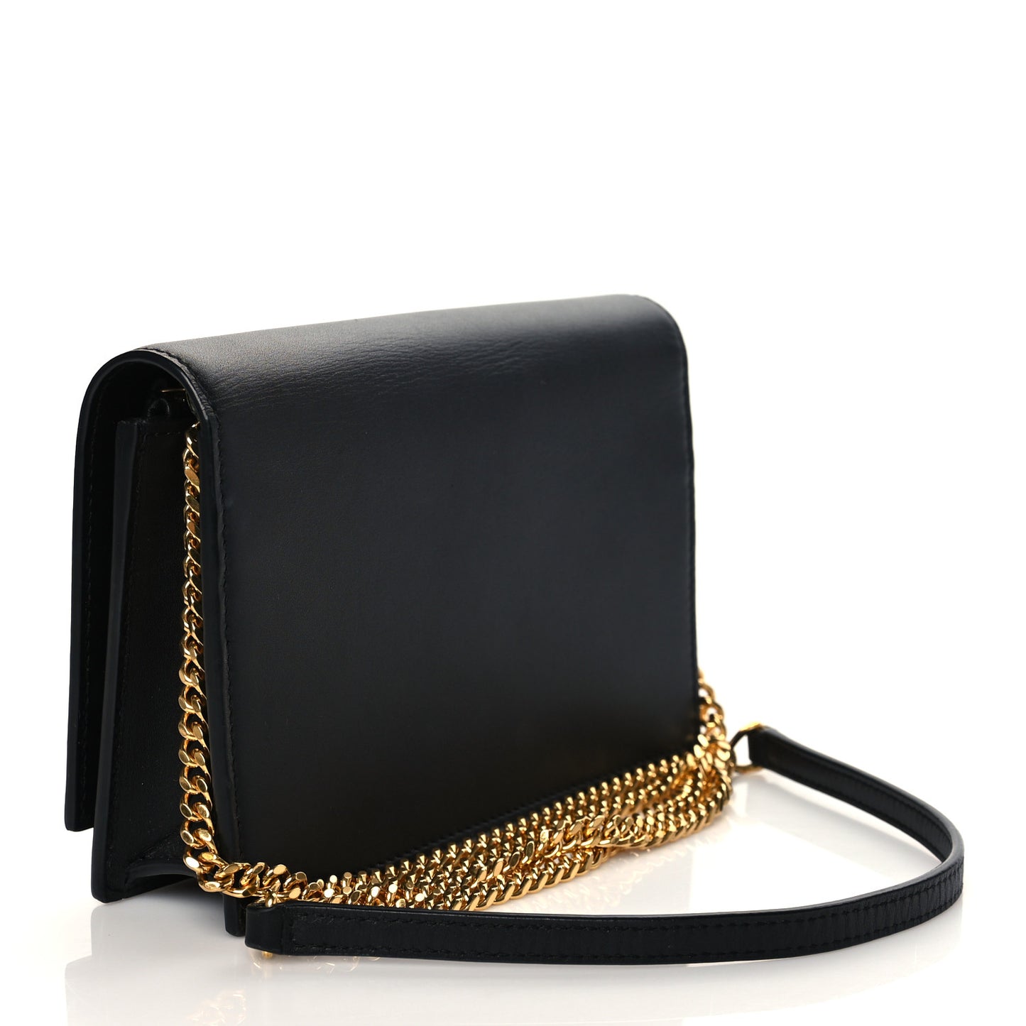 Smooth Calfskin Classic Monogram Kate Tassel Chain Wallet Black