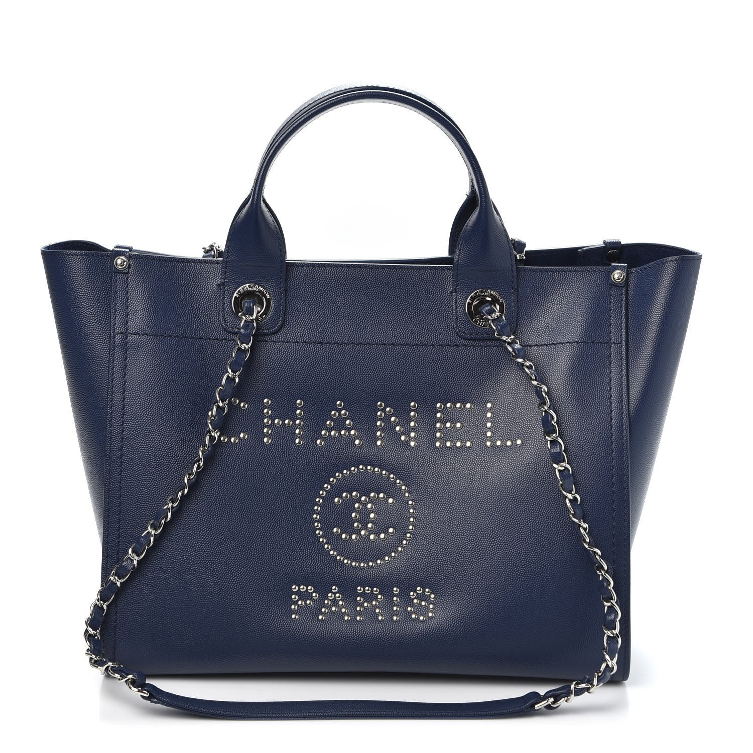 Chanel Caviar Small Studded Deauville Tote Navy 1 of 10