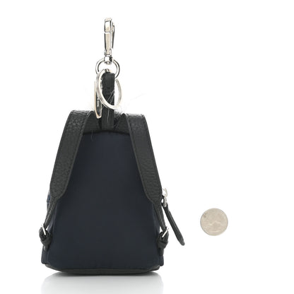 Fendi Nylon Cuoio Romano Nutria Fox Fur Monster Eyes Mini Backpack Charm Blue Black Multicolor 2 of 9