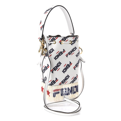 Fendi X FILA Calfskin F is Fendi Mania Fringe Mini Mon Tresor Bucket Bag White 4 of 12
