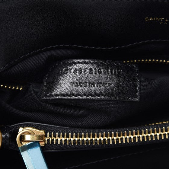 Calfskin Y Quilted Monogram Medium Loulou Chain Satchel Black