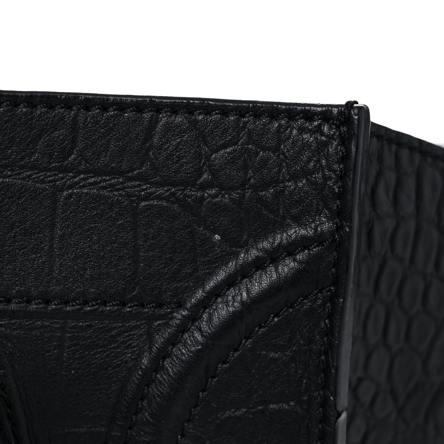Calfskin Crocodile Embossed Medium Phantom Luggage Black