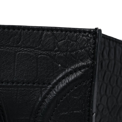Celine Calfskin Crocodile Embossed Medium Phantom Luggage Black 22 of 28