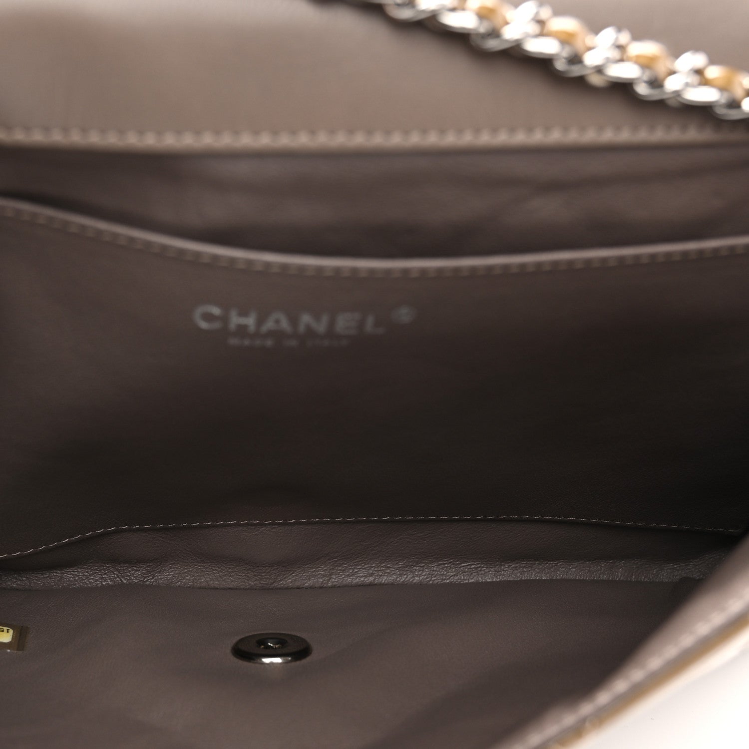Chanel Patent Quilted Clutch with Chain Flap Grey 5 of 12