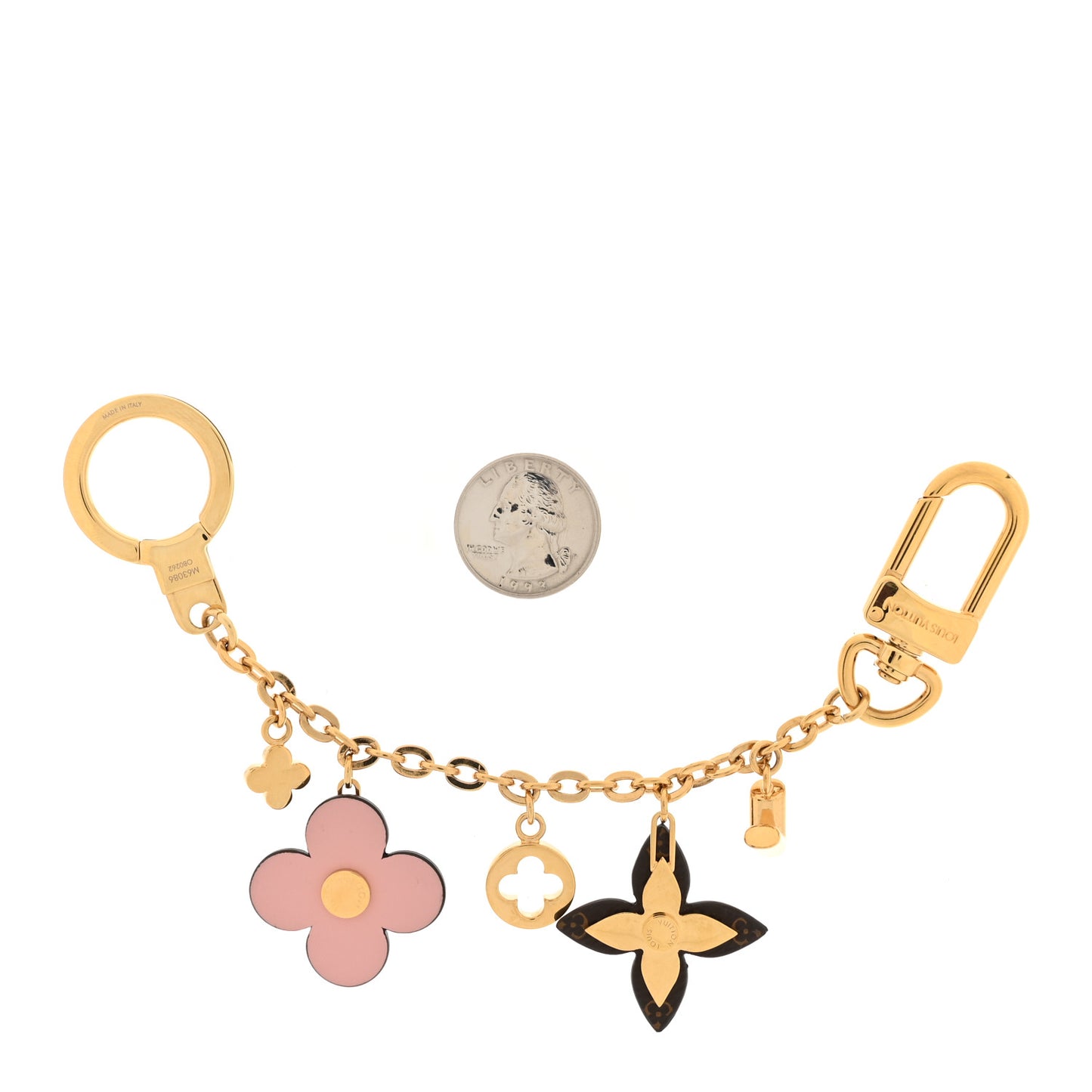 Brass Monogram Blooming Flowers Bag Charm Key Holder Rose Ballerine