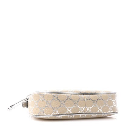 Gucci GG Supreme Monogram Emblem Small Shoulder Bag Beige Silver 4 of 10