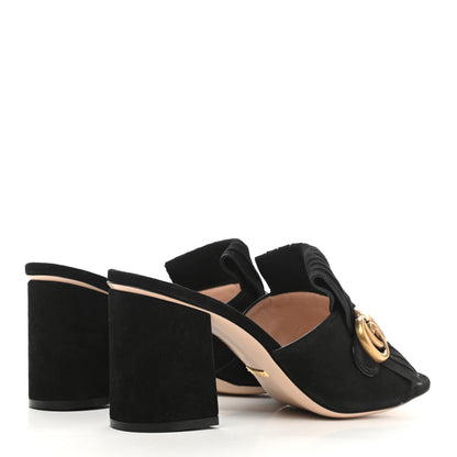 Gucci Kid Scamosciato GG Marmont Fringe 75mm Slide Sandals 39.5 Black 5 of 9