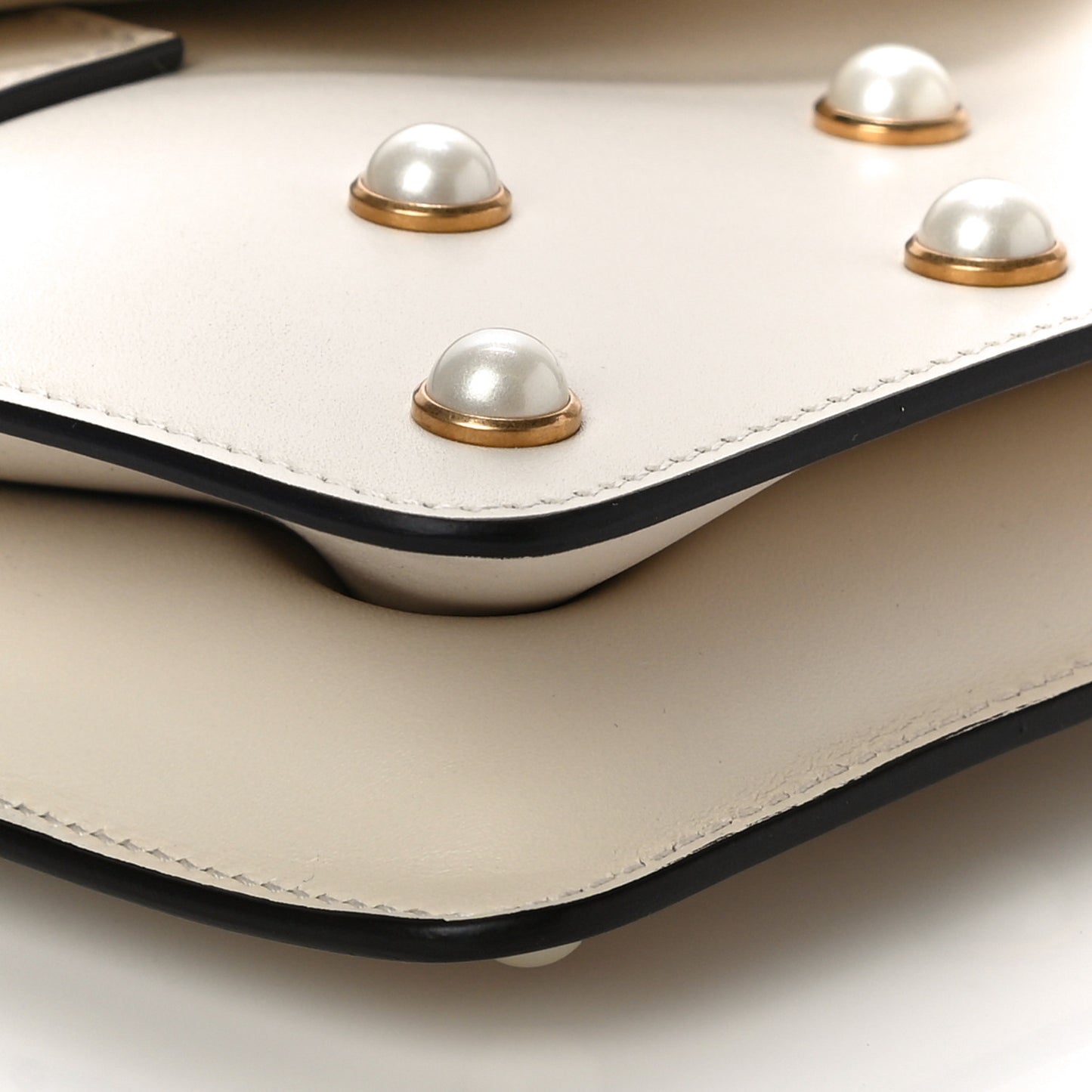 Nappa Pearl Studded Mini Queen Margaret Broadway Shoulder Bag Mystic White