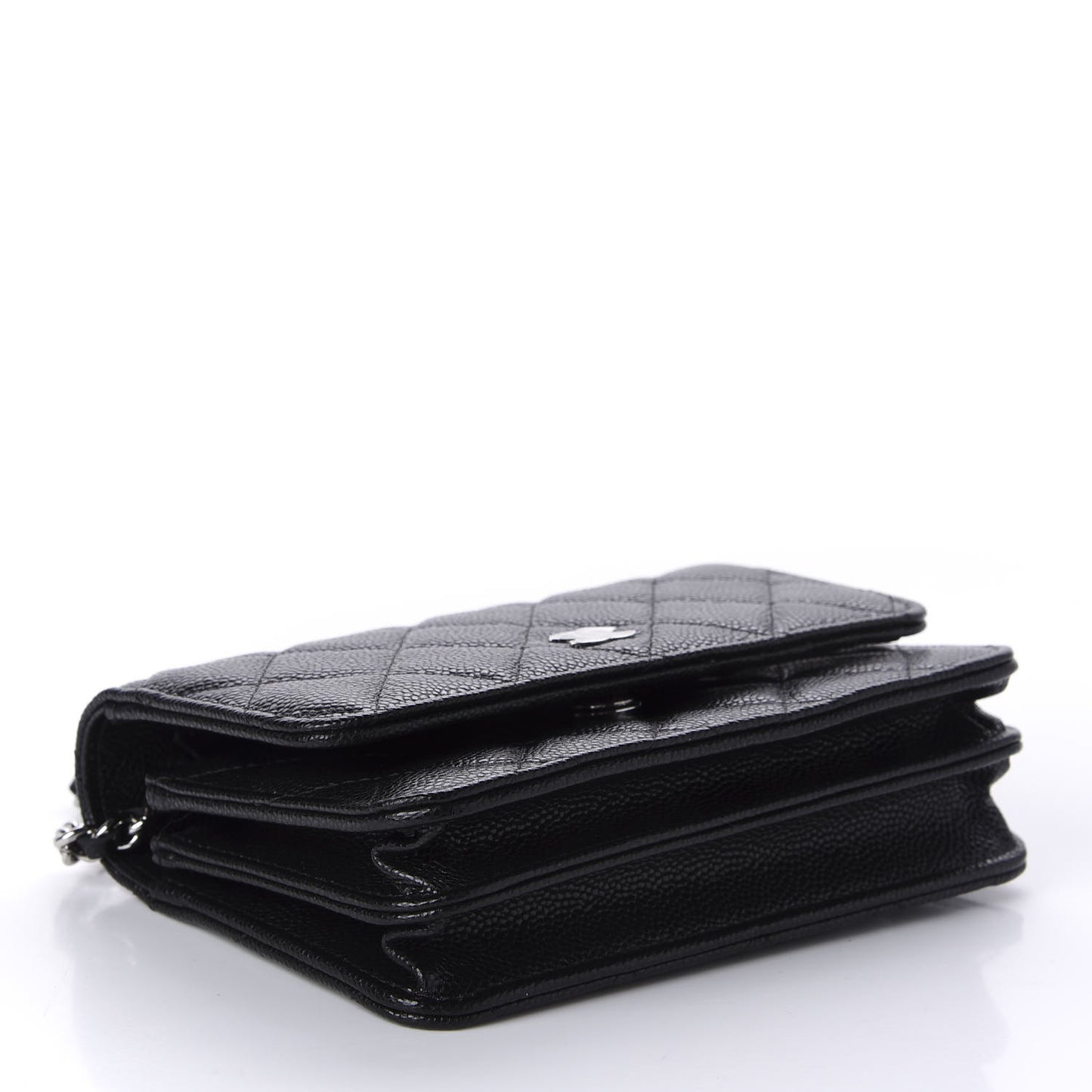 Caviar Quilted Mini Wallet On Chain WOC Black