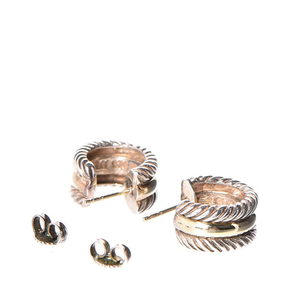 David Yurman Sterling Silver 14K Yellow Gold 16mm Cable Classics Hoop Earrings 3 of 5