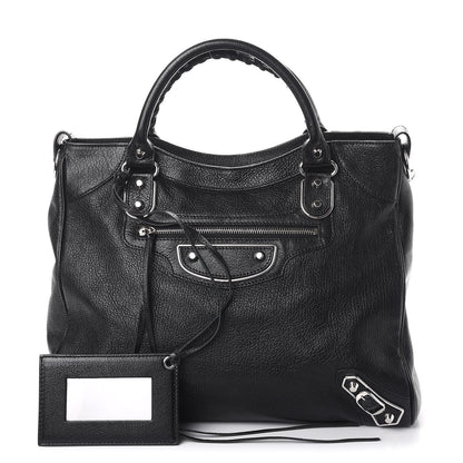 Balenciaga Chevre Silver Metallic Edge Hardware Velo Black 1 of 7