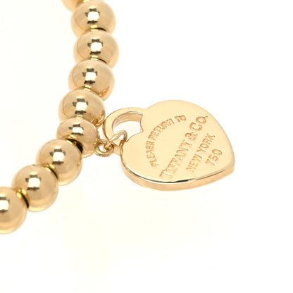 Tiffany 18K Yellow Gold 4mm Return To Tiffany Bead Heart Tag Bracelet 4 of 6
