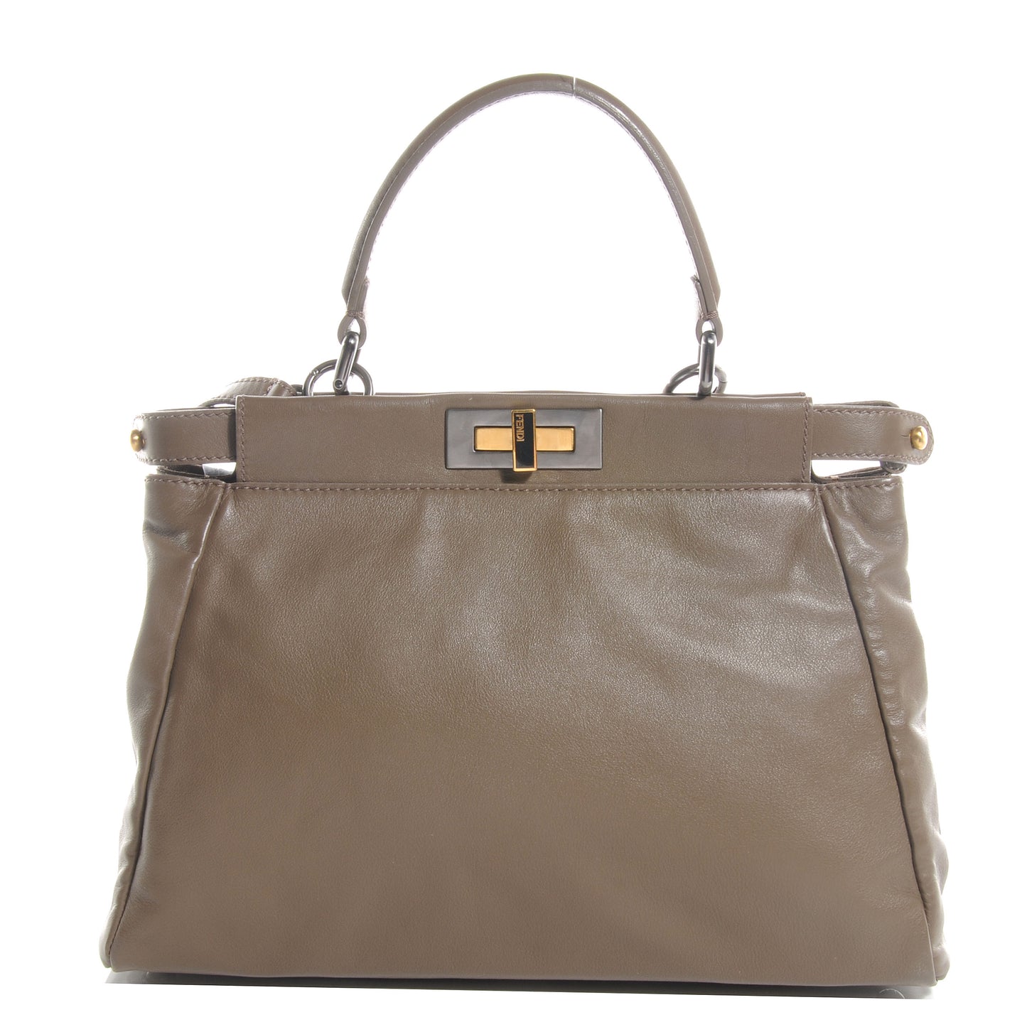 Vitello Suede Medium Peekaboo Iconic Satchel Nocciola Black