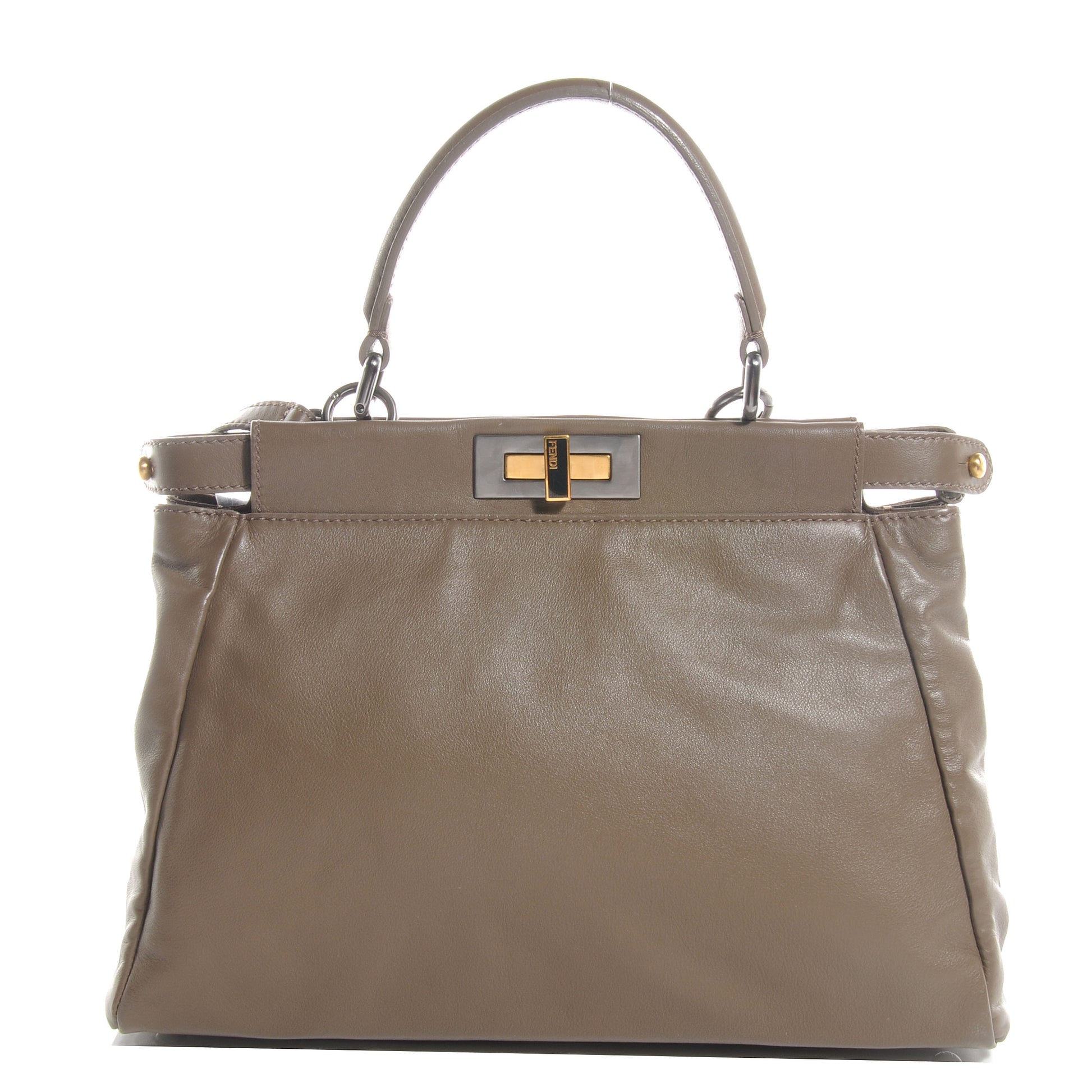 Fendi Vitello Suede Medium Peekaboo Iconic Satchel Nocciola Black 1 of 11