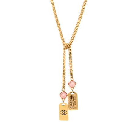 Chanel Metal CC Tags Pendant Choker Gold Pink 1 of 6