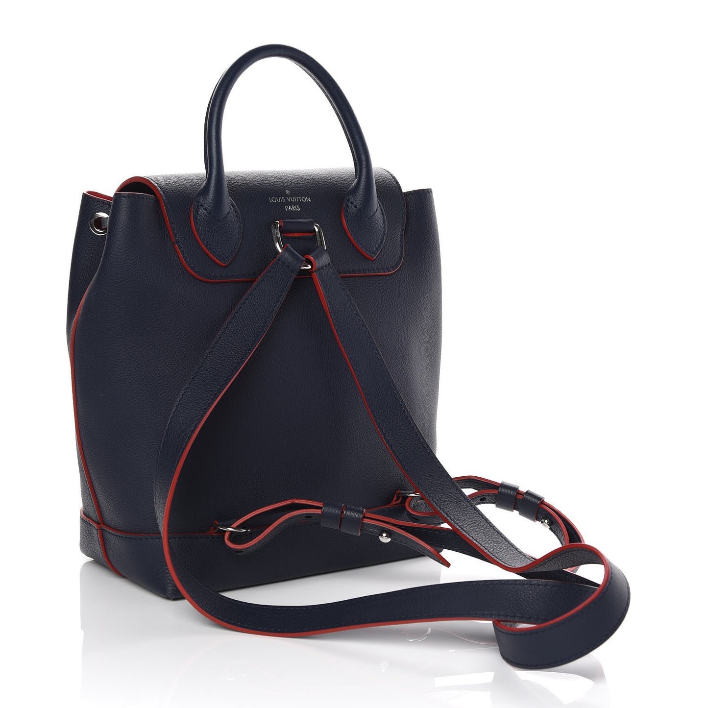 Soft Calfskin Lockme Backpack Marine Rouge